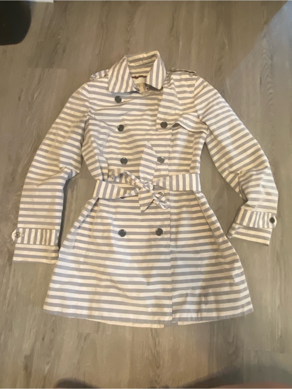 Banana Republic Waterproof Striped Belted Double-Breasted Trench Coat